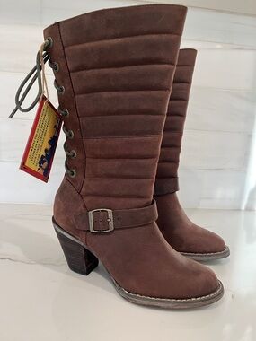 Durango NEW Austin City Distressed Quilted Lace-Back Leather Boots - Size 7